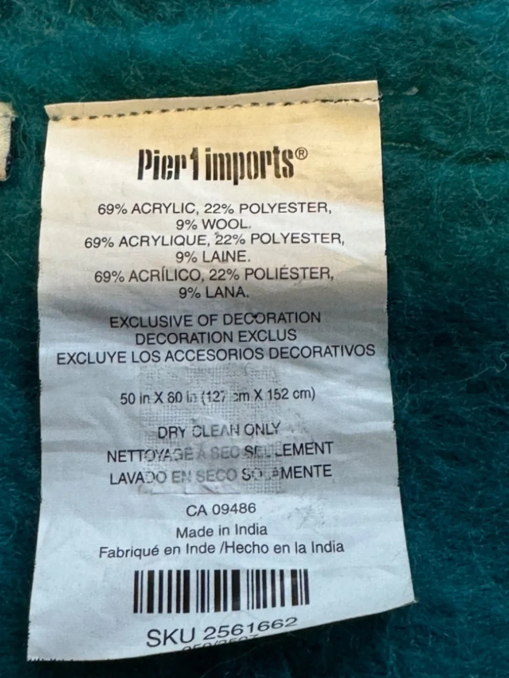 Pier One Turquoise and Floral Lap Blanket